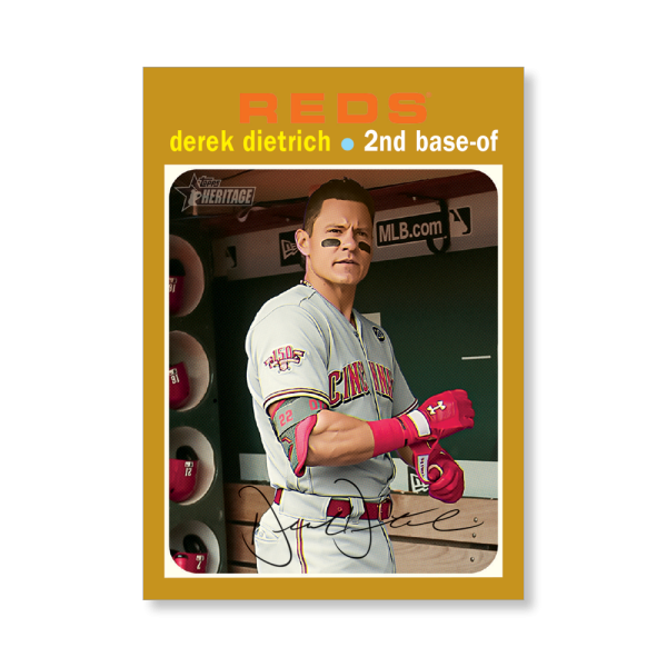 Derek Dietrich 2020 Topps Heritage Baseball Base Cards Poster Gold Ed. # to 1- artbble-pos-20thbb-1070-gold-s
