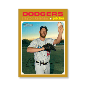Clayton Kershaw 2020 Topps Heritage Baseball Base Cards Poster Gold Ed. # to 1- artbble-pos-20thbb-1084-gold-s