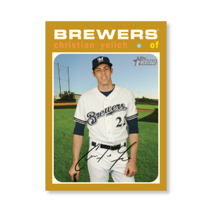 Christian Yelich 2020 Topps Heritage Baseball Base Cards Poster Gold Ed. # to 1- artbble-pos-20thbb-1087-gold-s