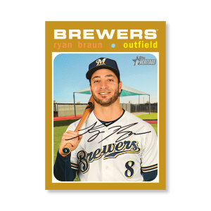 Ryan Braun 2020 Topps Heritage Baseball Base Cards Poster Gold Ed. # to 1- artbble-pos-20thbb-1088-gold-s