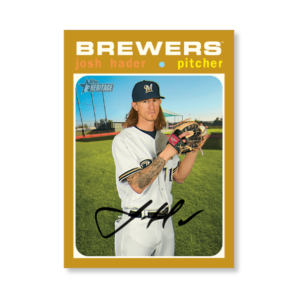 Josh Hader 2020 Topps Heritage Baseball Base Cards Poster Gold Ed. # to 1- artbble-pos-20thbb-1089-gold-s