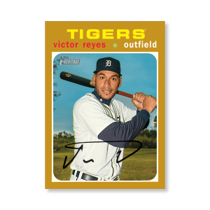 Victor Reyes 2020 Topps Heritage Baseball Base Cards Poster Gold Ed. # to 1- artbble-pos-20thbb-1422-gold-s