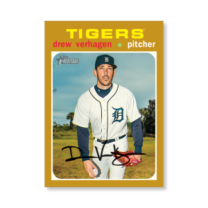 Drew VerHagen 2020 Topps Heritage Baseball Base Cards Poster Gold Ed. # to 1- artbble-pos-20thbb-1423-gold-s