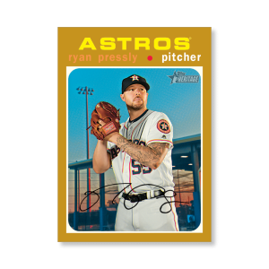 Ryan Pressly 2020 Topps Heritage Baseball Base Cards Poster Gold Ed. # to 1- artbble-pos-20thbb-1425-gold-s