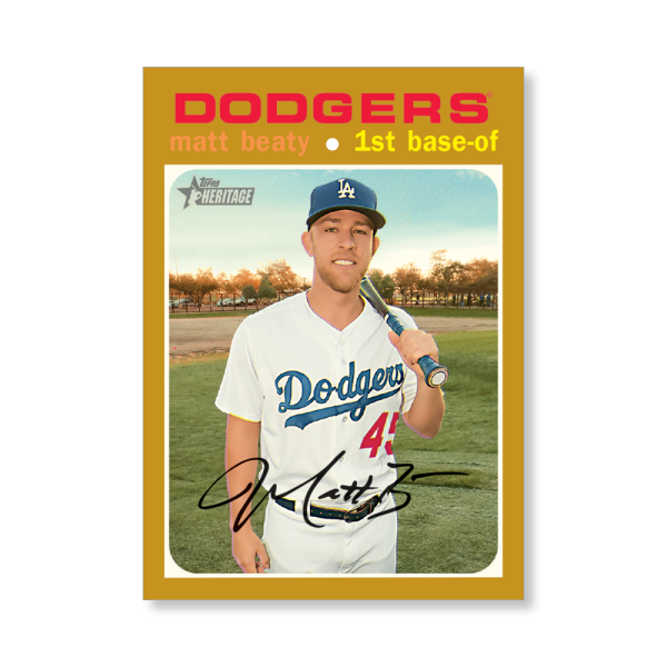 Matt Beaty 2020 Topps Heritage Baseball Base Cards Poster Gold Ed. # to 1- artbble-pos-20thbb-1441-gold-s