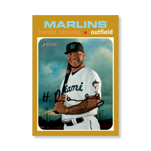 Harold Ramirez 2020 Topps Heritage Baseball Base Cards Poster Gold Ed. # to 1- artbble-pos-20thbb-1447-gold-s