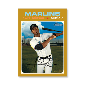 Lewis Brinson 2020 Topps Heritage Baseball Base Cards Poster Gold Ed. # to 1- artbble-pos-20thbb-1448-gold-s