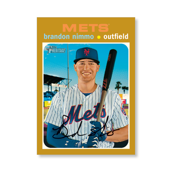 Brandon Nimmo 2020 Topps Heritage Baseball Base Cards Poster Gold Ed. # to 1- artbble-pos-20thbb-1469-gold-s