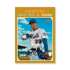 Edwin Diaz 2020 Topps Heritage Baseball Base Cards Poster Gold Ed. # to 1- artbble-pos-20thbb-1471-gold-s