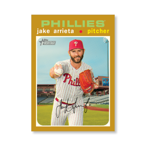 Jake Arrieta 2020 Topps Heritage Baseball Base Cards Poster Gold Ed. # to 1- artbble-pos-20thbb-1497-gold-s
