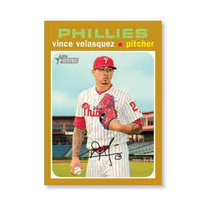 Vince Velasquez 2020 Topps Heritage Baseball Base Cards Poster Gold Ed. # to 1- artbble-pos-20thbb-1499-gold-s