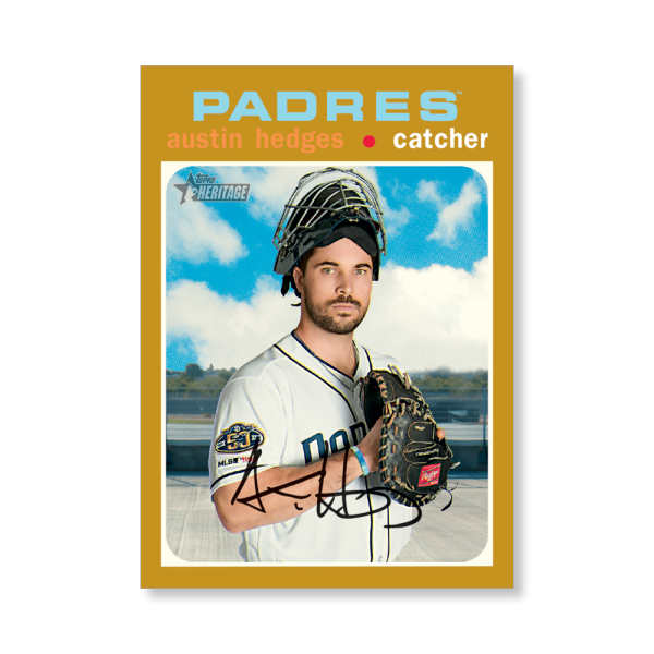 Austin Hedges 2020 Topps Heritage Baseball Base Cards Poster Gold Ed. # to 1- artbble-pos-20thbb-1514-gold-s