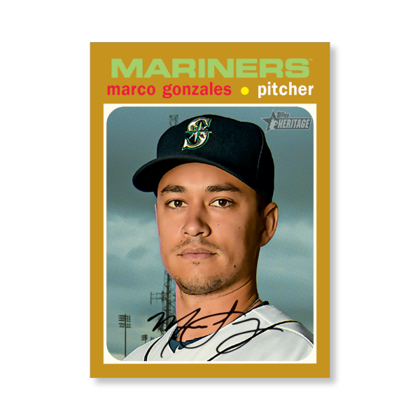 Marco Gonzales 2020 Topps Heritage Baseball Base Cards Poster Gold Ed. # to 1- artbble-pos-20thbb-1523-gold-s