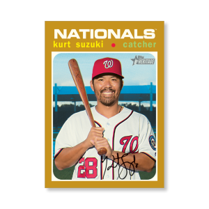 Kurt Suzuki 2020 Topps Heritage Baseball Base Cards Poster Gold Ed. # to 1- artbble-pos-20thbb-1566-gold-s