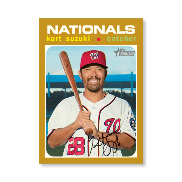 Kurt Suzuki 2020 Topps Heritage Baseball Base Cards Poster Gold Ed. # to 1- artbble-pos-20thbb-1566-gold-s