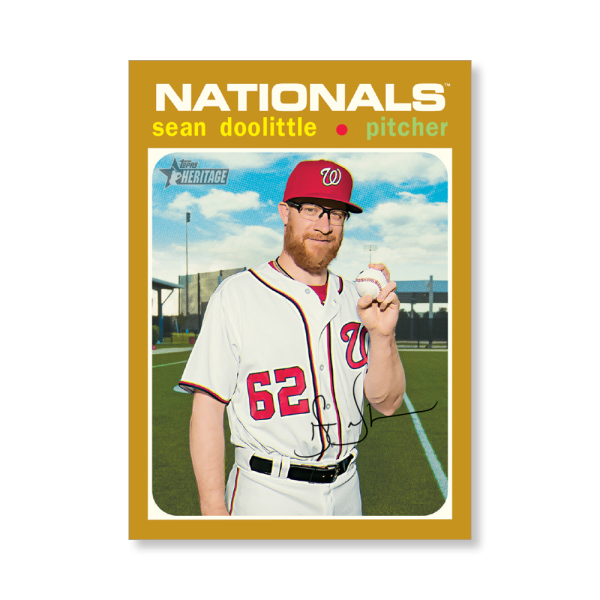 Sean Doolittle 2020 Topps Heritage Baseball Base Cards Poster Gold Ed. # to 1- artbble-pos-20thbb-1568-gold-s