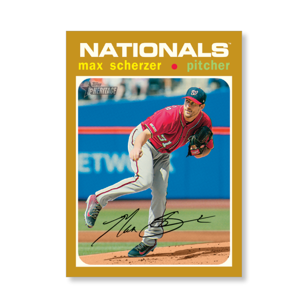 Max Scherzer 2020 Topps Heritage Baseball Base Cards Poster Gold Ed. # to 1- artbble-pos-20thbb-1591-gold-s