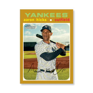 Aaron Hicks 2020 Topps Heritage Baseball High Numbered Short Print Poster Gold Ed. # to 1- artbble-pos-20thbb-1613-gold-s