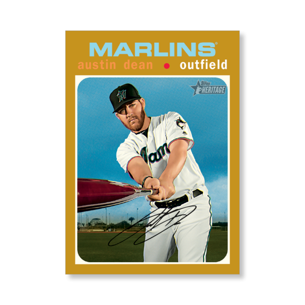 Austin Dean 2020 Topps Heritage Baseball Base Cards Poster Gold Ed. # to 1- artbble-pos-20thbb-1701-gold-s