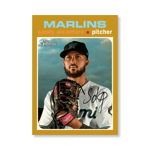 Sandy Alcantara 2020 Topps Heritage Baseball Base Cards Poster Gold Ed. # to 1- artbble-pos-20thbb-1703-gold-s