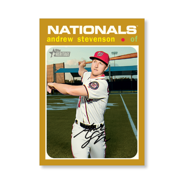 Andrew Stevenson 2020 Topps Heritage Baseball Base Cards Poster Gold Ed. # to 1- artbble-pos-20thbb-1706-gold-s