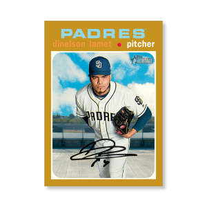 Dinelson Lamet 2020 Topps Heritage Baseball Base Cards Poster Gold Ed. # to 1- artbble-pos-20thbb-1714-gold-s