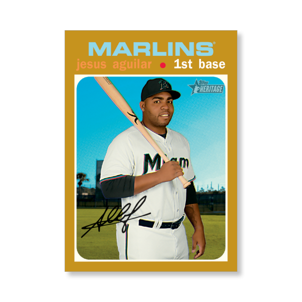 Jesus Aguilar 2020 Topps Heritage Baseball Base Cards Poster Gold Ed. # to 1- artbble-pos-20thbb-1724-gold-s