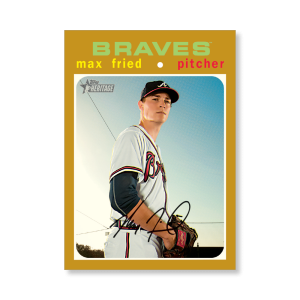 Max Fried 2020 Topps Heritage Baseball High Numbered Short Print Poster Gold Ed. # to 1- artbble-pos-20thbb-1804-gold-s