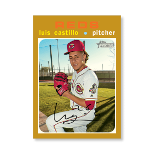 Luis Castillo 2020 Topps Heritage Baseball High Numbered Short Print Poster Gold Ed. # to 1- artbble-pos-20thbb-1813-gold-s