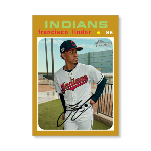 Francisco Lindor 2020 Topps Heritage Baseball High Numbered Short Print Poster Gold Ed. # to 1- artbble-pos-20thbb-1814-gold-s