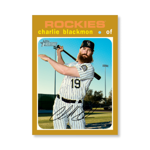 Charlie Blackmon 2020 Topps Heritage Baseball High Numbered Short Print Poster Gold Ed. # to 1- artbble-pos-20thbb-1815-gold-s