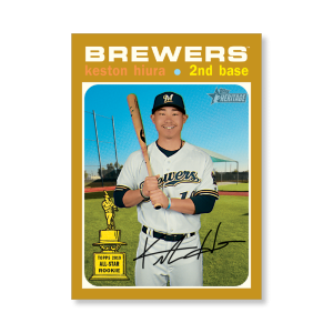 Keston Hiura 2020 Topps Heritage Baseball High Numbered Short Print Poster Gold Ed. # to 1- artbble-pos-20thbb-1823-gold-s