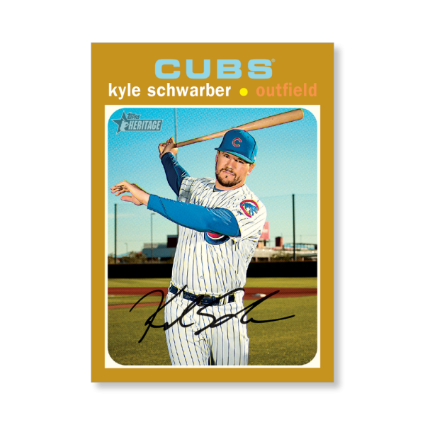 Kyle Schwarber 2020 Topps Heritage Baseball High Numbered Short Print Poster Gold Ed. # to 1- artbble-pos-20thbb-1824-gold-s