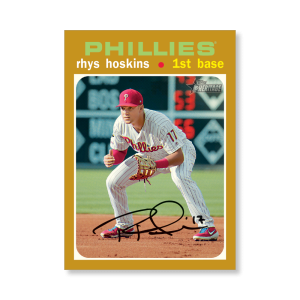Rhys Hoskins 2020 Topps Heritage Baseball High Numbered Short Print Poster Gold Ed. # to 1- artbble-pos-20thbb-1835-gold-s