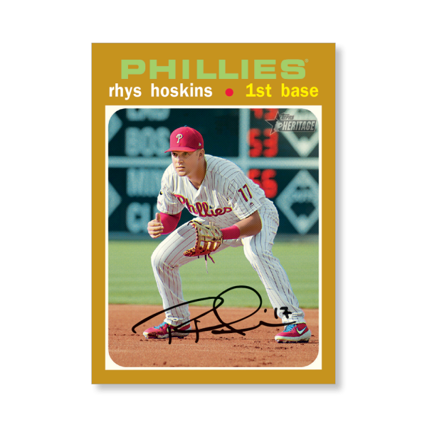 Rhys Hoskins 2020 Topps Heritage Baseball High Numbered Short Print Poster Gold Ed. # to 1- artbble-pos-20thbb-1835-gold-s