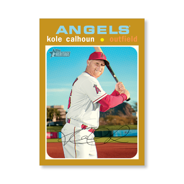 Kole Calhoun 2020 Topps Heritage Baseball High Numbered Short Print Poster Gold Ed. # to 1- artbble-pos-20thbb-1846-gold-s
