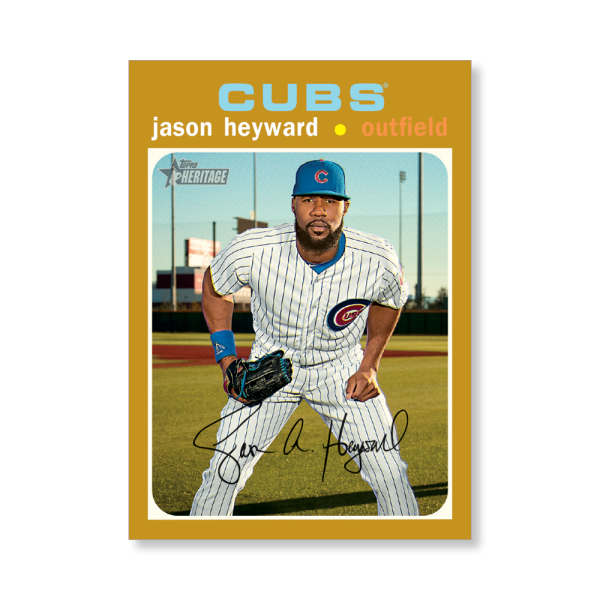 Jason Heyward 2020 Topps Heritage Baseball High Numbered Short Print Poster Gold Ed. # to 1- artbble-pos-20thbb-1859-gold-s