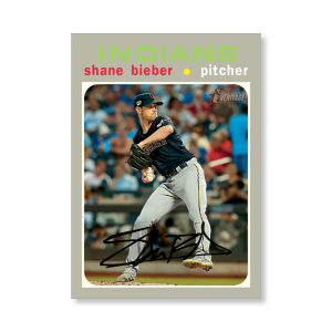 Shane Bieber 2020 Topps Heritage Baseball High Numbered Short Print Poster # to 99- artbble-pos-20thbb-1865-s