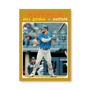Alex Gordon 2020 Topps Heritage Baseball High Numbered Short Print Poster Gold Ed. # to 1- artbble-pos-20thbb-1871-gold-s
