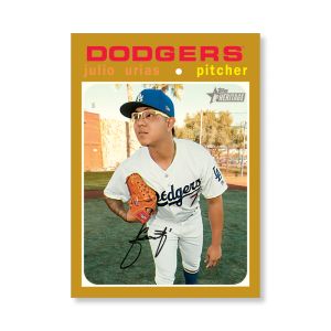 Julio Urias 2020 Topps Heritage Baseball High Numbered Short Print Poster Gold Ed. # to 1- artbble-pos-20thbb-1875-gold-s
