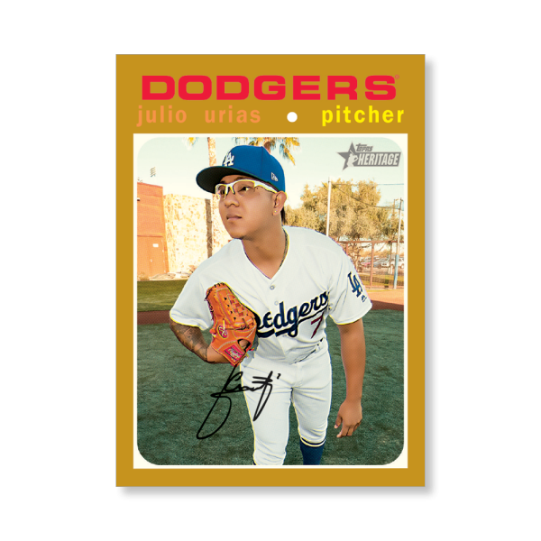 Julio Urias 2020 Topps Heritage Baseball High Numbered Short Print Poster Gold Ed. # to 1- artbble-pos-20thbb-1875-gold-s