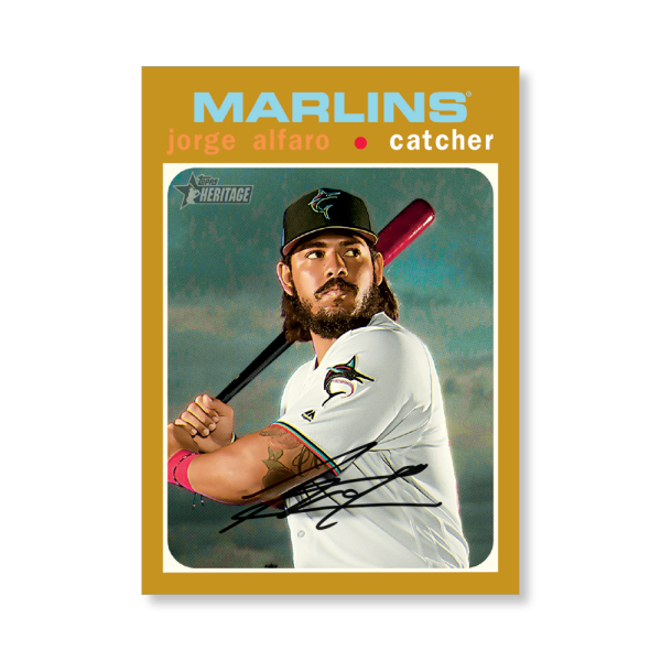 Jorge Alfaro 2020 Topps Heritage Baseball High Numbered Short Print Poster Gold Ed. # to 1- artbble-pos-20thbb-1876-gold-s