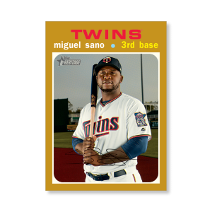 Miguel Sano 2020 Topps Heritage Baseball High Numbered Short Print Poster Gold Ed. # to 1- artbble-pos-20thbb-1879-gold-s