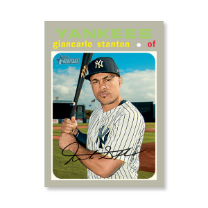 Giancarlo Stanton 2020 Topps Heritage Baseball High Numbered Short Print Poster # to 99- artbble-pos-20thbb-1883-s