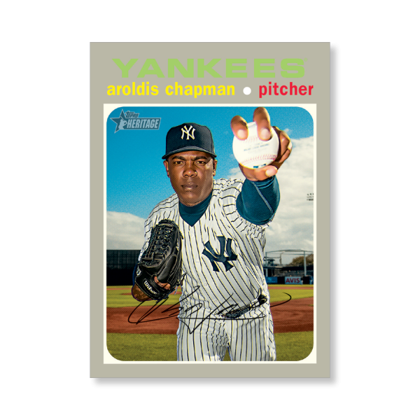 Aroldis Chapman 2020 Topps Heritage Baseball High Numbered Short Print Poster # to 99- artbble-pos-20thbb-1885-s