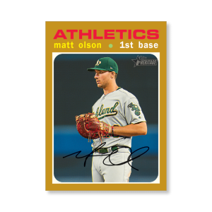 Matt Olson 2020 Topps Heritage Baseball High Numbered Short Print Poster Gold Ed. # to 1- artbble-pos-20thbb-1889-gold-s