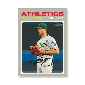 Matt Olson 2020 Topps Heritage Baseball High Numbered Short Print Poster # to 99- artbble-pos-20thbb-1889-s