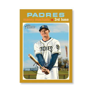 Manny Machado 2020 Topps Heritage Baseball Base Cards Poster Gold Ed. # to 1- artbble-pos-20thbb-1950-gold-s