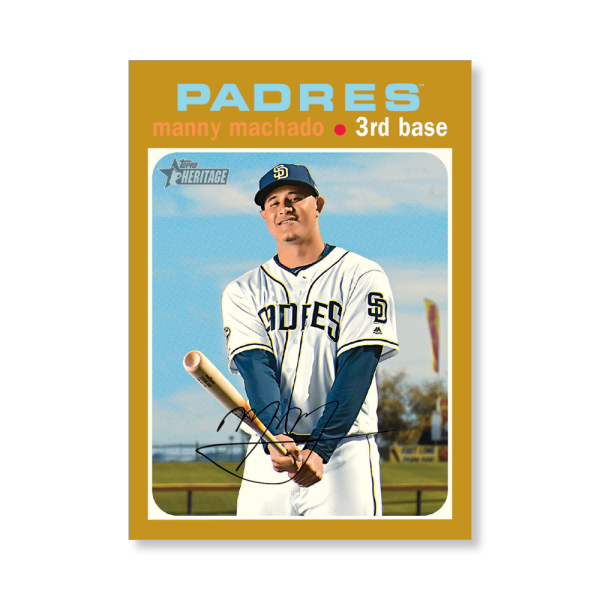 Manny Machado 2020 Topps Heritage Baseball Base Cards Poster Gold Ed. # to 1- artbble-pos-20thbb-1950-gold-s