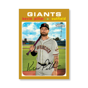 Kevin Pillar 2020 Topps Heritage Baseball Base Cards Poster Gold Ed. # to 1- artbble-pos-20thbb-1951-gold-s